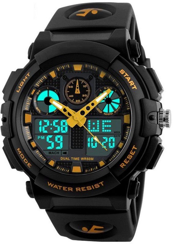 Sports Analog-Digital Watch - For Men 1270 Yellow Analog-Digital Waterproof Watch