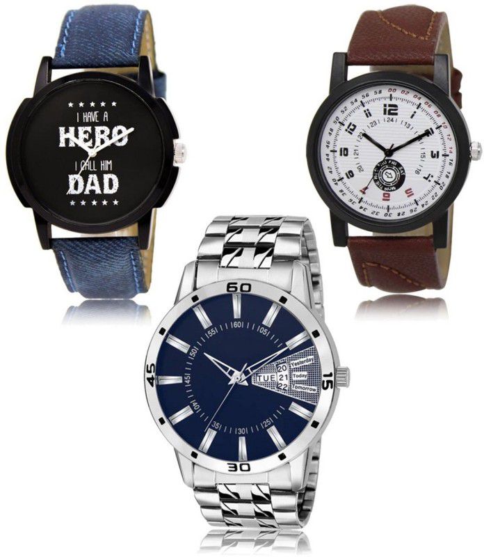 Stylish Attractive Professional Designer Combo Analog Watch - For Men LR-07-11-102 Hot Selling Premium Quality Collection Latest Set of 3