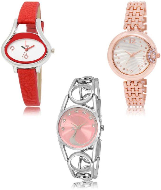 Latest Set of 3 Stylish Attractive Professional Designer Combo Analog Watch - For Women LR-206-228-233 Premium Quality Collection