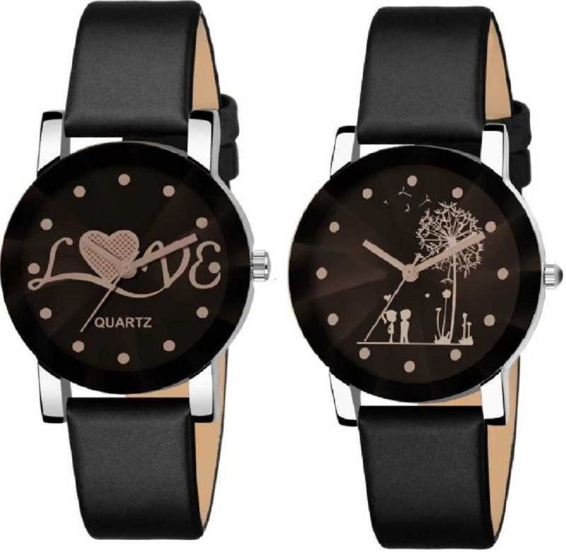 Stainless Steel Fancy Analog Watch - For Women Stylish Glass Black Dial Love Watch Stylish girls watch And women watch