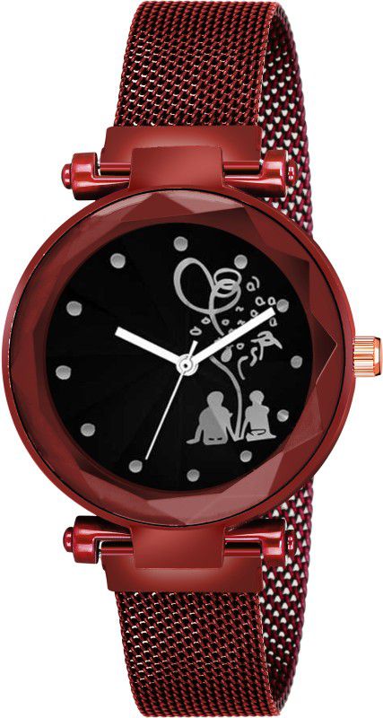Analog Watch - For Girls New Fashion Bethu Couple Black dial Red Maganet Strap For Girl