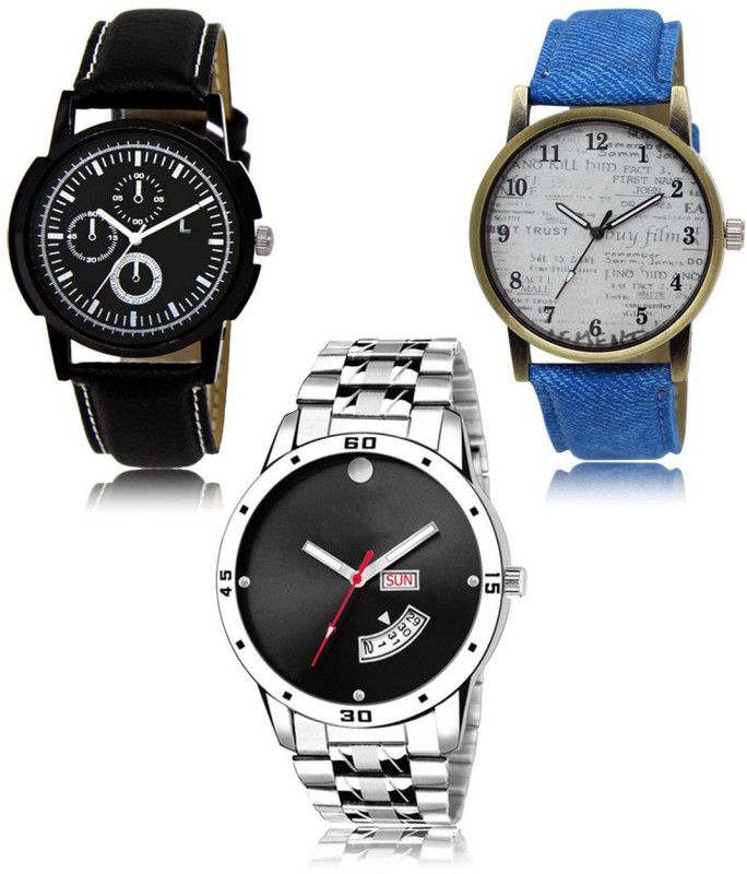 Stylish Attractive Professional Designer Combo Analog Watch - For Men LR-13-28-104 Hot Selling Premium Quality Collection Latest Set of 3