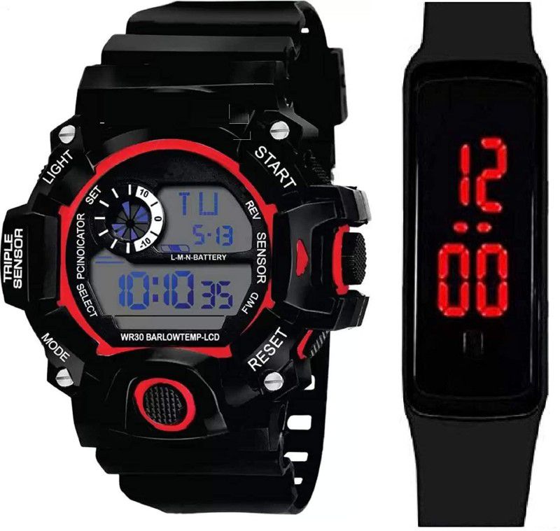 Digital Watch - For Boys & Girls Digital Red Dial Silicone Bracelet Boys Kids Watch Combo Pack of 2 2021 Latest Watches for Boys