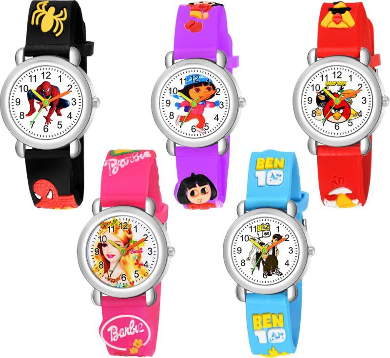 Analog Watch - For Boys & Girls Analog Multi Cartoon Dial PU Rubber Strap Watch for Kids