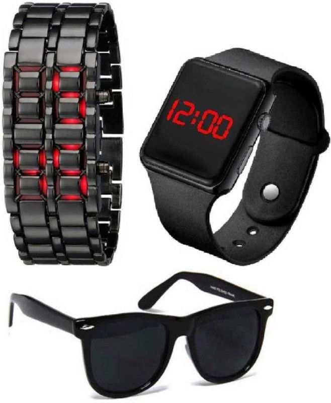 digital Digital Watch - For Boys Full Metallic Trending Red LED Digital Watch - For Men Sunglasses New Fabulous Series