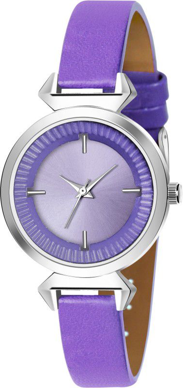 Analog Watch - For Girls Premium Quality Purple Dial & Purple Leather Strap Woman Watch