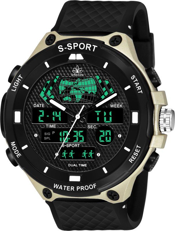 Men Sports Watches Alarm Chrono Waterproof Shockproof Outdoor Sports Analog-Digital Watch - For Men Silver Analog & Digital Water Proof Sport Wrist Watch for Men Analog-Digital