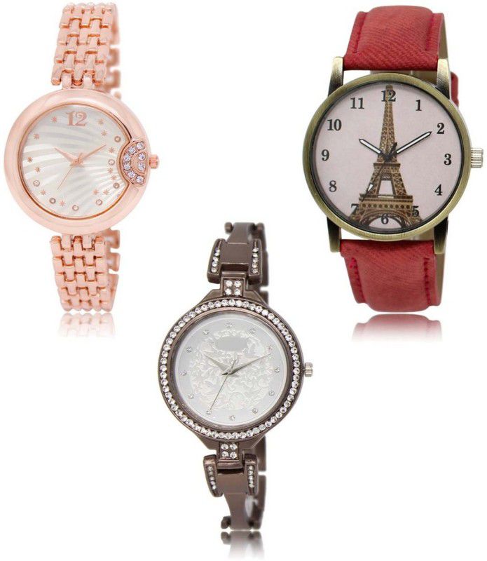 Latest Set of 3 Stylish Attractive Professional Designer Combo Analog Watch - For Women LR-228-230-236 Premium Quality Collection