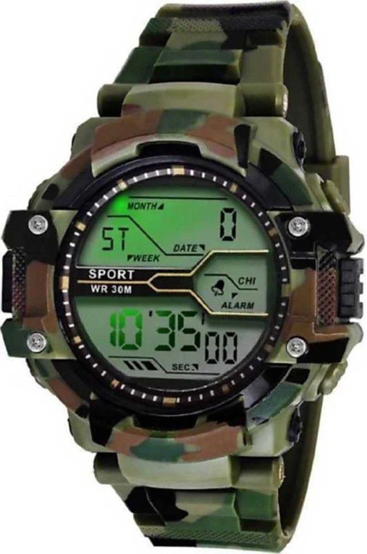 Digital Watch - For Boys ARMY STYLE SOLID GREEN DEGITAL WATCH FOR BOYS