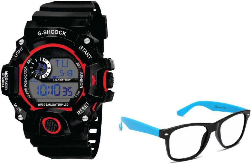 Fashion Stylish Analog Watc Digital Watch - For Boys NEW COMBO-WATCH-02-SUNGLASS-01 FOR MEN'S AND BOY'S BEAST DEAL AND FAST SELLING PRODUCT BRANDED AMERICAN ARMY MILITARY SILICON STRAP LED UV PROTECTION BLACK AVIATOR SUNGLASS Digital Watch