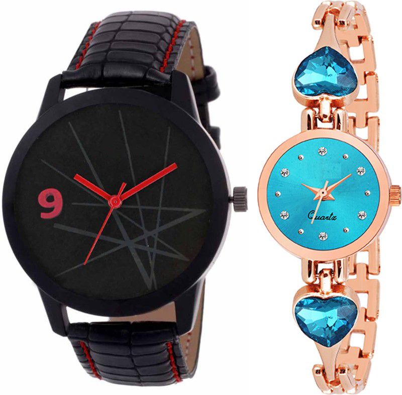 Analog Watch - For Men & Women Combo pack 2 New Stylish SkyBlue Heart Stunned Multicolour Dial Bracelet Watch For Boys & Girls ODC-204