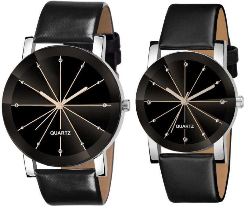 Beautiful Couple Fancy Analog Watch - For Men & Women New Analogue Lovers Style Lovely Design Official Look ( Pack Of 2 )