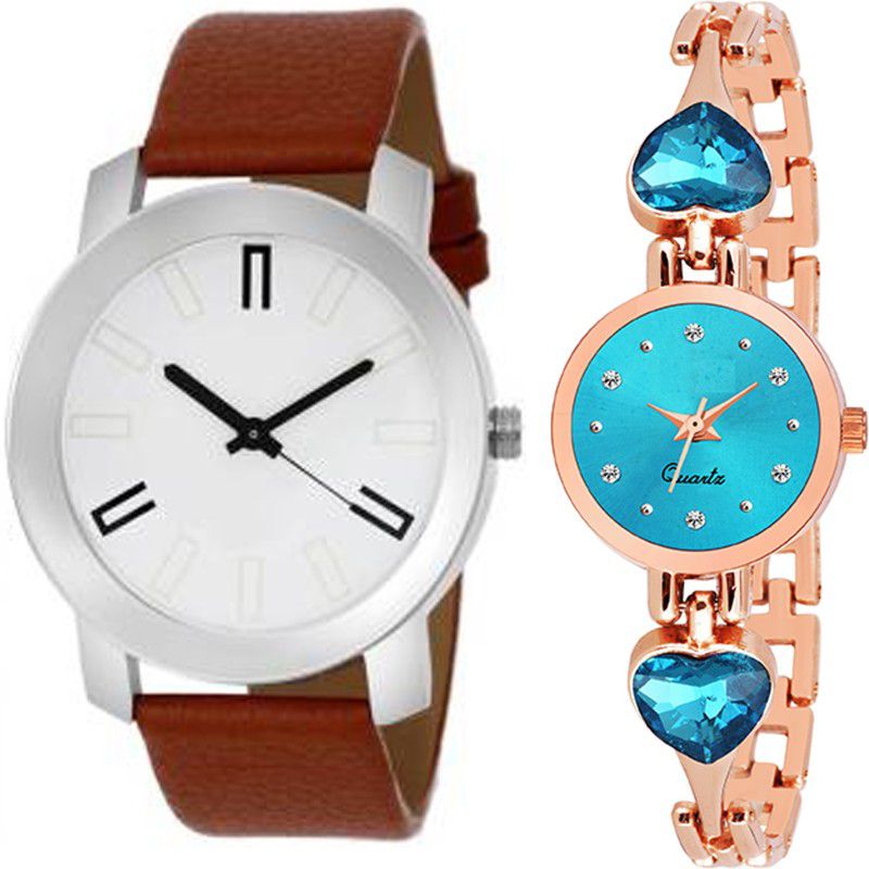 Analog Watch - For Men & Women Combo pack 2 New Stylish SkyBlue Heart Stunned Multicolour Dial Bracelet Watch For Boys & Girls ODC-211