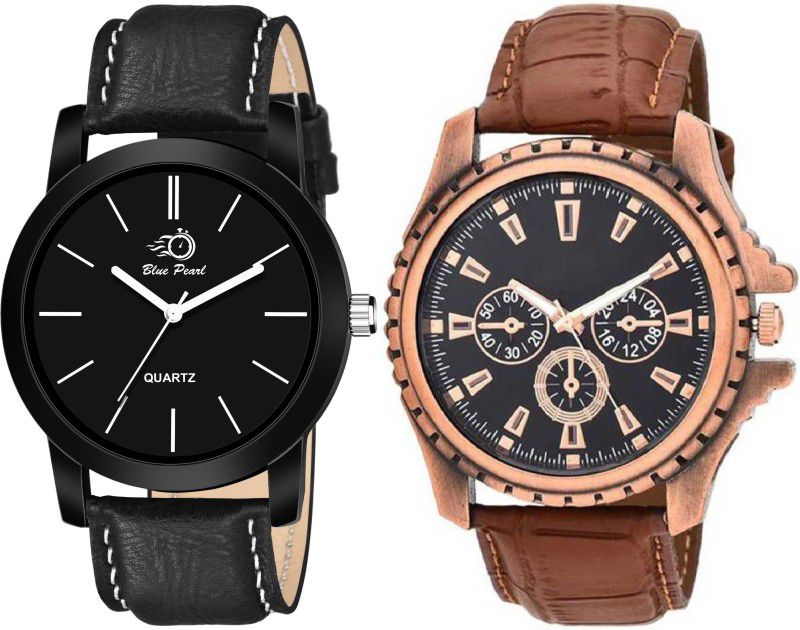 Analog Watch - For Men Combo Pack Of 2 Black and Brown Unique New