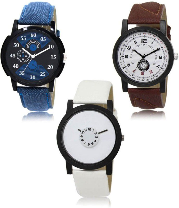 Stylish Attractive Professional Designer Combo Analog Watch - For Men LR-02-11-26 Hot Selling Premium Quality Collection Latest Set of 3