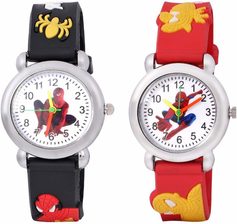 Analog Watch - For Boys piderman Blue Black Color Analogue Multicolour Dial Boy's and Girl's Wrist Watch - Pack of 2