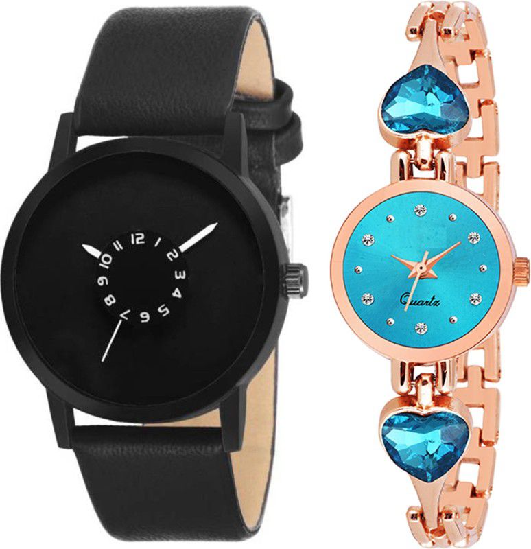 Analog Watch - For Men & Women Combo pack 2 New Stylish SkyBlue Heart Stunned Multicolour Dial Bracelet Watch For Boys & Girls ODC-212