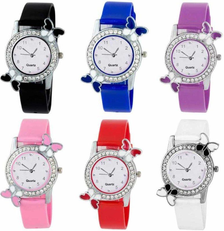 Fancy Bracelet Analog Watch - For Girls New Butterfly Colourful Stylish Combo Watches Kids