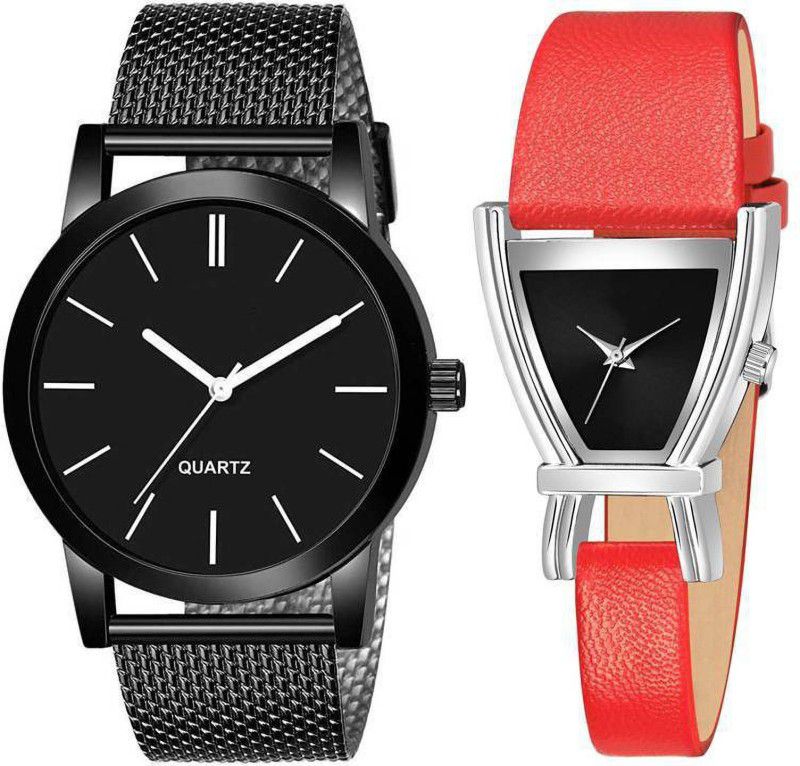Analog Watch - For Men & Women RED BLACK COLOR LATHER BELT DESIGNER WATCHES FOR BOYS_MENS & GIRLS_WOMEN NEW ARRIVAL FAST SELLING TRACK DESIGNER LEATHER BELT BOYS_MEN PROFESSIONAL DIAL DESIGNER COMBO WATCHES