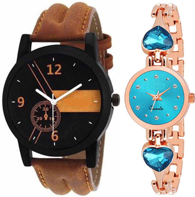 Analog Watch - For Men & Women Combo pack 2 New Stylish SkyBlue Heart Stunned Multicolour Dial Bracelet Watch For Boys & Girls ODC-197