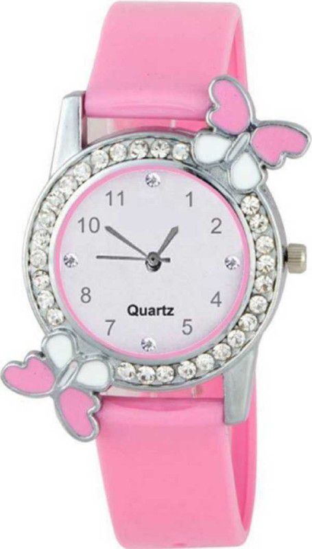 Analog Watch - For Women Pink diamond studded attractive butterfly stylish Analog Women Watch
