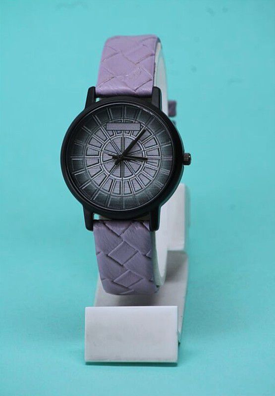 Unique Round Shape Awesome Genuine Leather Belt Printed Dial Analog Watch - For Girls MTMG509