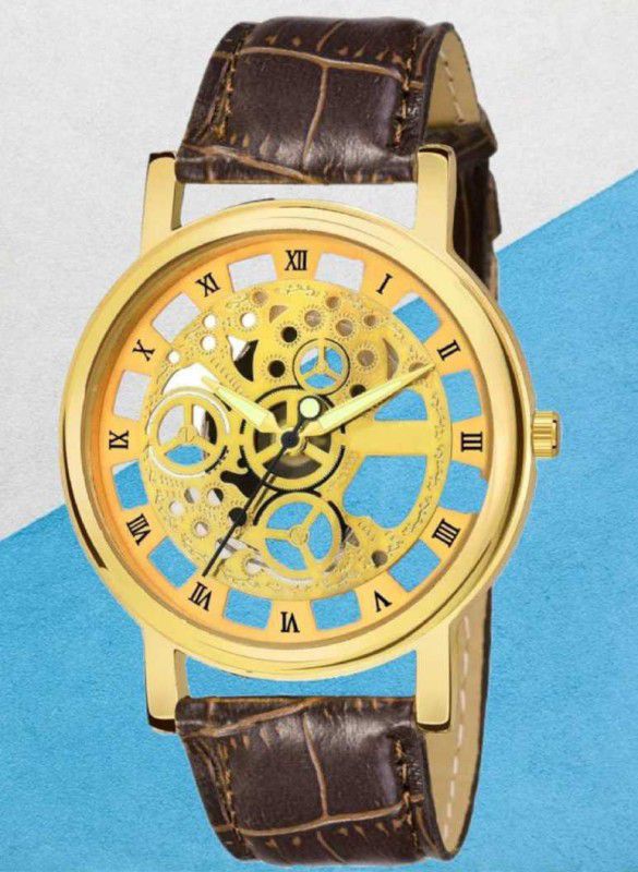Analog Watch - For Men BMF-37 NEW OPEN DIAL GOLD ROUND ANALOGUE DIAL GOLD COLOR SPECIAL EDITION WATCH NEW ARRIVAL DIAL DESIGNER TRACK WATCHES FOR BOYS_MEN WRIST WATCH STYLISH MEN WATCHES BIRTHDAY SPECIAL WATCH