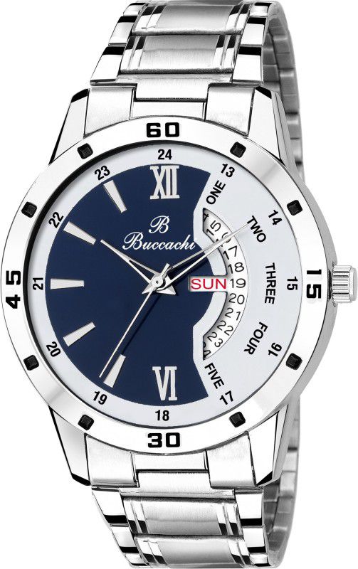 White & Blue Dial Day & Date Watch for Men/Boys Analog Watch - For Men B-GR5046-BWH-CH
