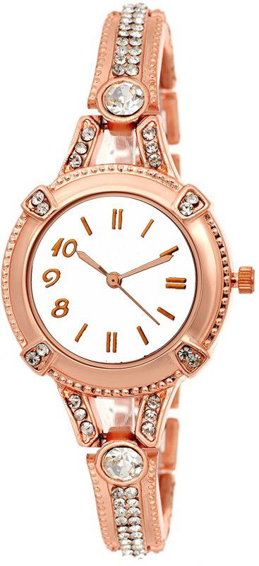 RoseGold Plated party wear diamond studded watch for women Analog Watch - For Girls