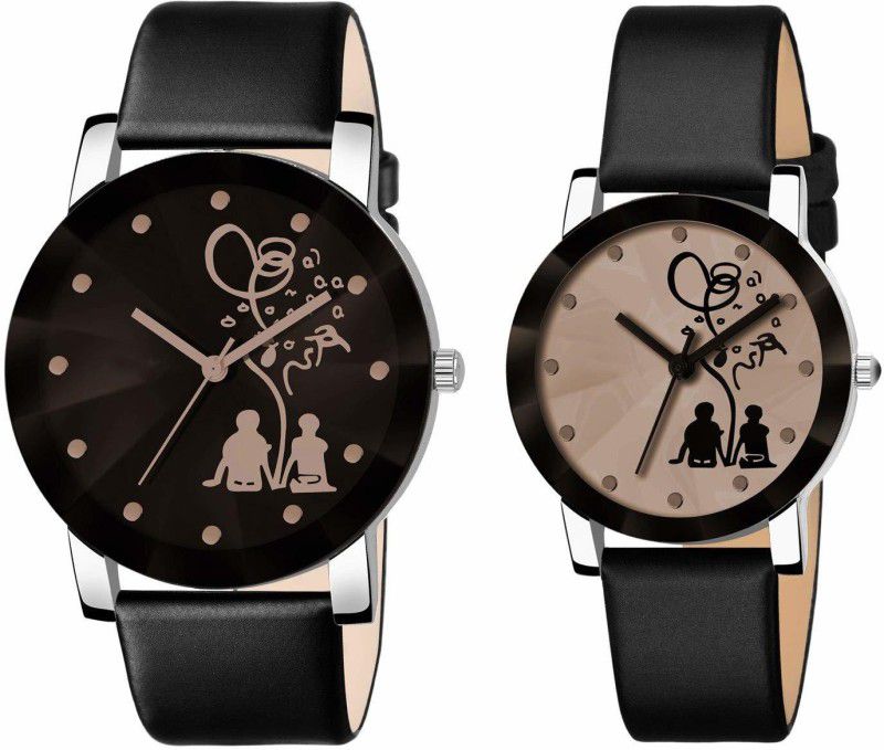 Tree Love Couple Design Classy Black Top Trending Analog Watch - For Men & Women Couple Watch With Limited Edition