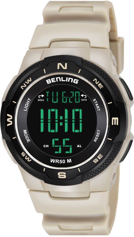 | Sports Formal Casual Wear Digital Watch - For Men SKBLDG-6052-BLK-KHAKI Multifunctional Digital Watch | Stopwatch Calendar