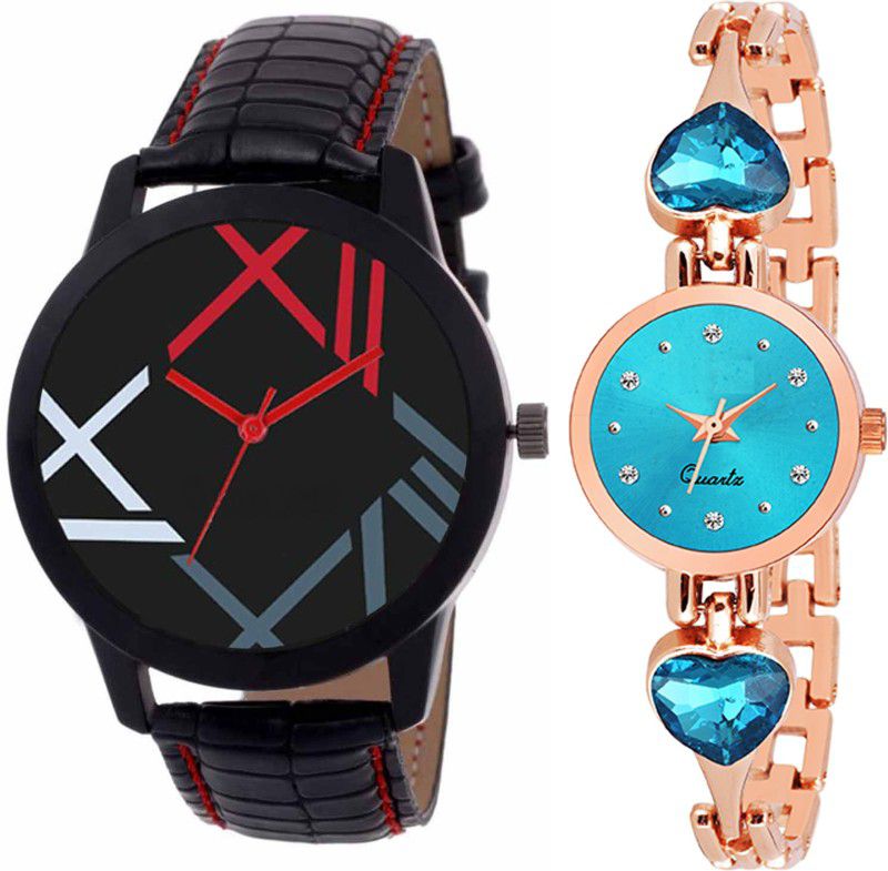 Analog Watch - For Men & Women Combo pack 2 New Stylish SkyBlue Heart Stunned Multicolour Dial Bracelet Watch For Boys & Girls ODC-206
