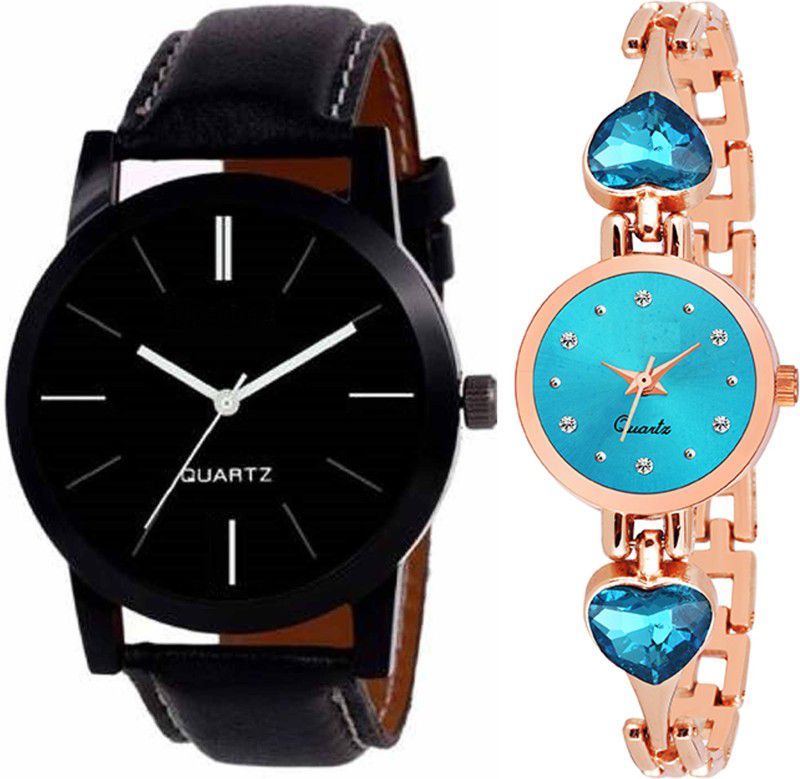 Analog Watch - For Men & Women Combo pack 2 New Stylish SkyBlue Heart Stunned Multicolour Dial Bracelet Watch For Boys & Girls ODC-201