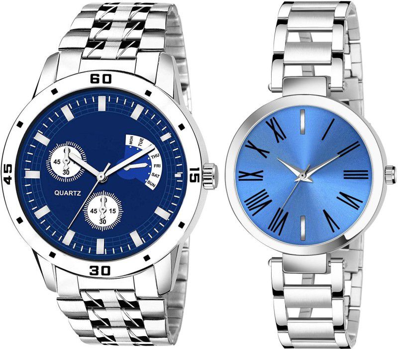 Analog Watch - For Couple New Watch Steel Luxury Watch Strap Analogue Watch For Couple (Combo Set of 2)