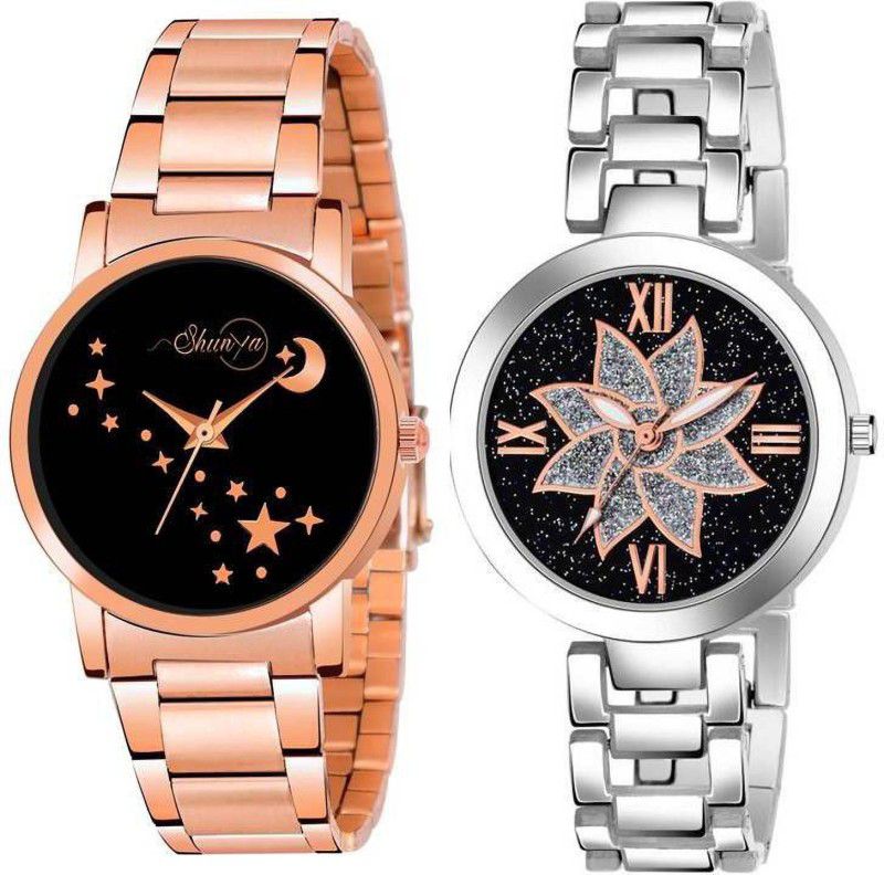 Analog Watch - For Women ROSE GOLD DESIGNER COMBO WITH SILVER STONER LADIES & GIRLS WRIST WATCH NEW ARRIVAL FAST SELLING TRACK DESIGNER METAL BELT WATCH FOR FESTIVAL PARTY PROFESSIONAL ANALOG DIAL DESIGNER STYLISH GIRLS LADIES & WOMEN WATCHES