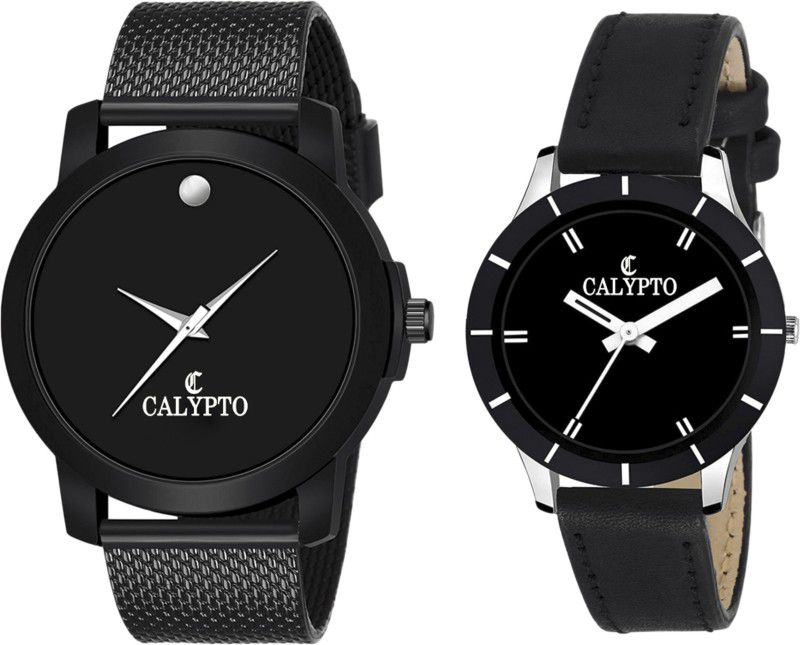 Combo for couple Premium Official All Black Wrist Watch for Boys & Girls Analog Watch - For Couple ST-66+39