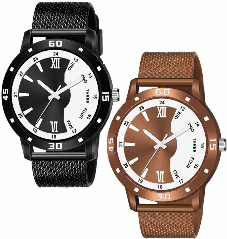 Analog Watch - For Boys KJR_542_544 ALL NEW PU STRAP WATCH COMBO FOR BOYS AND MEN