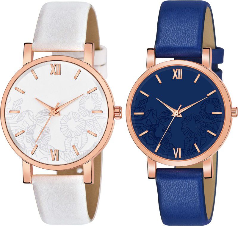 Watches For Girl And Women Analog Watch - For Women Analog White Blue Dial Dial Combo Watch For Girls And Women Pack Of 2