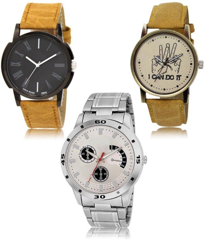 Stylish Attractive Professional Designer Combo Analog Watch - For Men LR-19-30-101 Hot Selling Premium Quality Collection Latest Set of 3