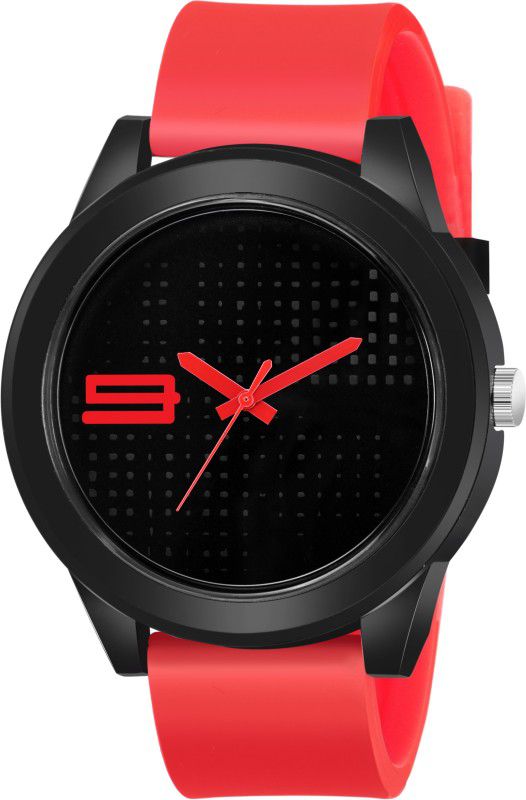 Sport Round Black Dial Waterbase Red Silicone Belt Analog Watch - For Boys MT-107