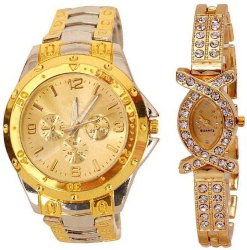 Couple Analog Watch - For Men & Women New Collection Silver Gold Dial Gold Color Watch