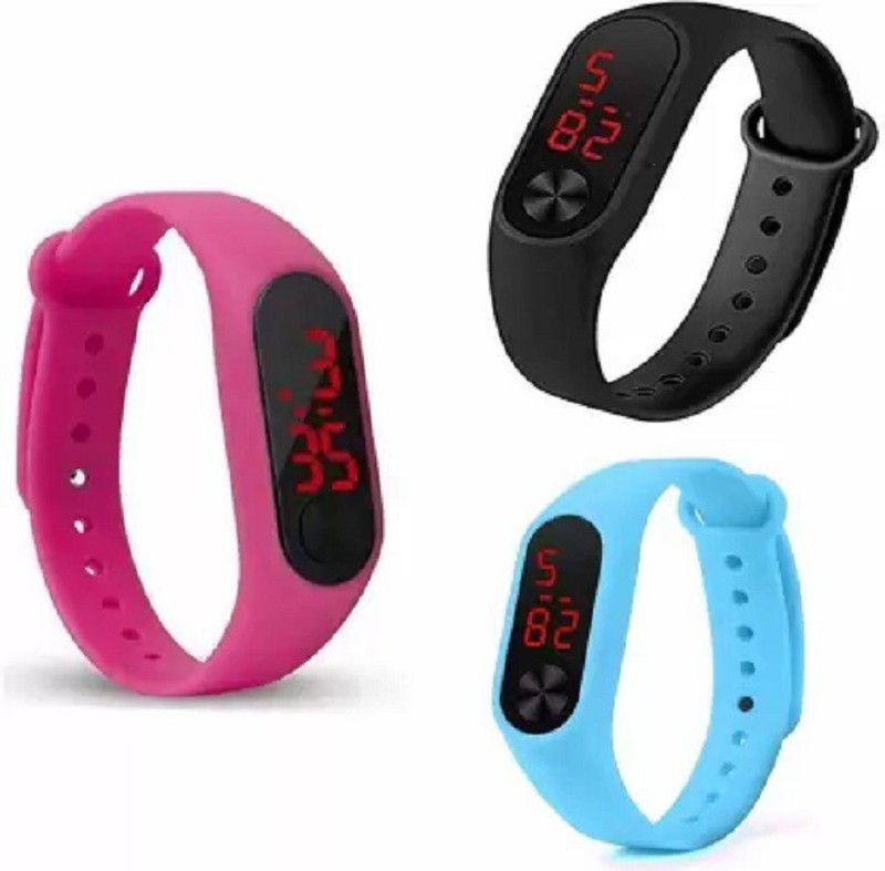 M2 Pack 3 Digital Watch - For Boys Combo M2 Digital LED Sports Band
