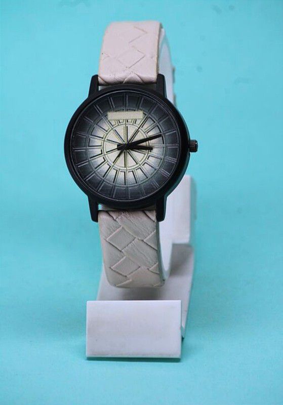 Unique Round Shape Awesome Genuine Leather Belt Printed Dial Analog Watch - For Girls MTMG508