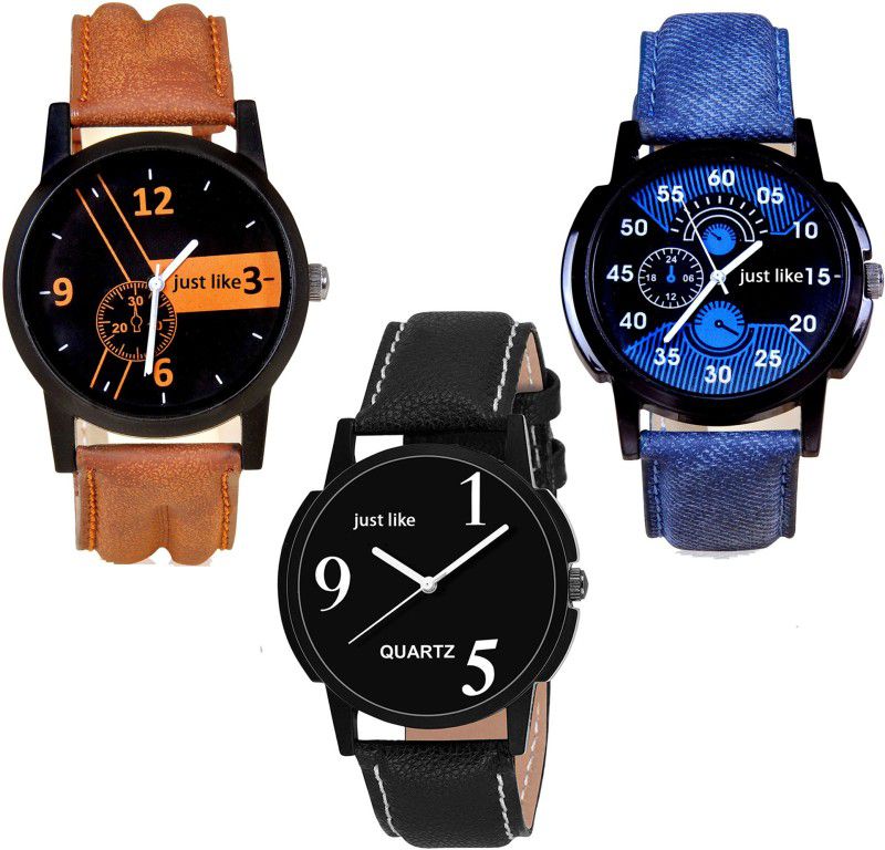 Stylish Attractive Pattern Combo pack-2 Boys Watch Combo pack 2 Watch - For men Analog Watch - For Men Set Of 3 Best Analog Multi Color Watch for -men