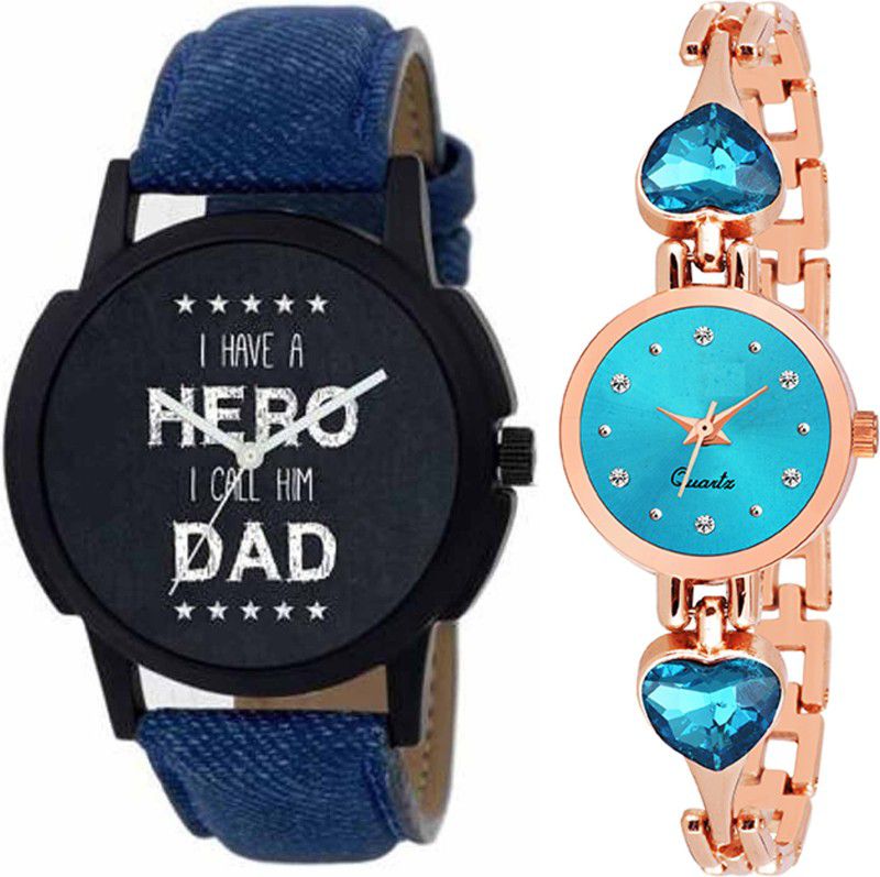 Analog Watch - For Men & Women Combo pack 2 New Stylish SkyBlue Heart Stunned Multicolour Dial Bracelet Watch For Boys & Girls ODC-203