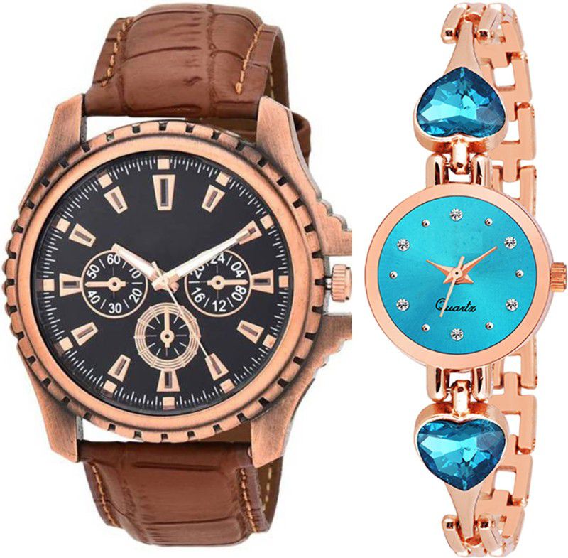Analog Watch - For Men & Women Combo pack 2 New Stylish SkyBlue Heart Stunned Multicolour Dial Bracelet Watch For Boys & Girls ODC-209