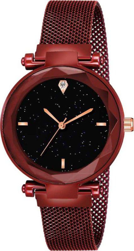 Analog Watch - For Women Luxury Mesh Magnet Buckle Starry Sky Quartz Watches For Girls Fashion Clock