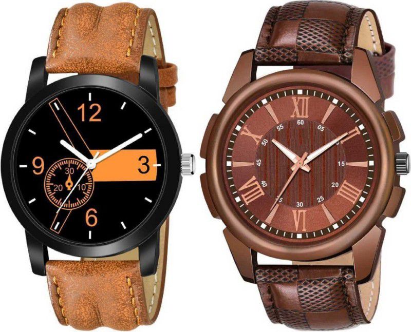 Analog Watch - For Boys New Analog Watches For Boys Fashion Leather Band Analog Watches 2021 Men Fashion Wrist Watch Watch for Boys Hot Sale Watches Men's And Boys Watches Band Leather Strap Brown Color Wristwatches For Men's And Boys