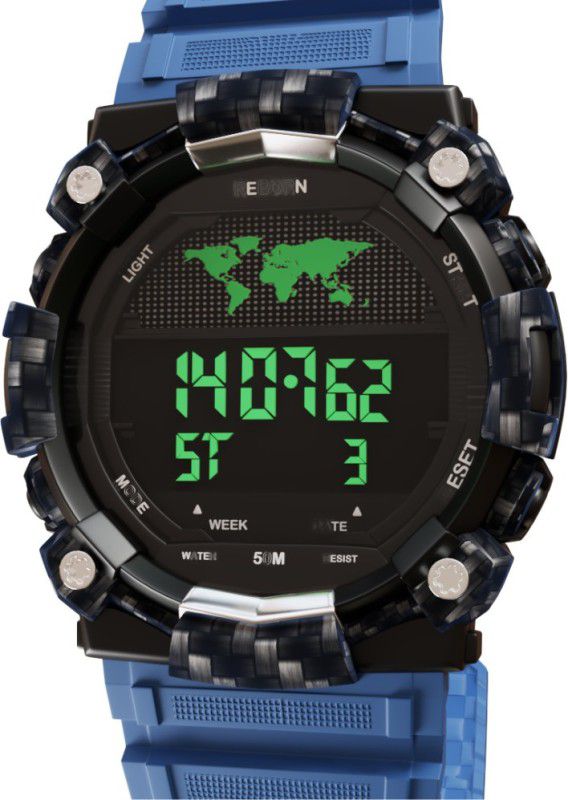 9099 3D Blue A1 Digital Watch - For Boys 9099 Sport Watch Multifunctional Stylish Look Party Wear Digital Watch - For Men