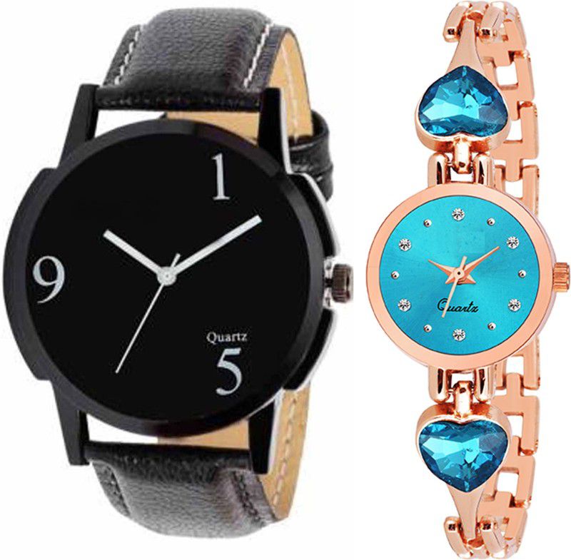 Analog Watch - For Men & Women Combo pack 2 New Stylish SkyBlue Heart Stunned Multicolour Dial Bracelet Watch For Boys & Girls ODC-202
